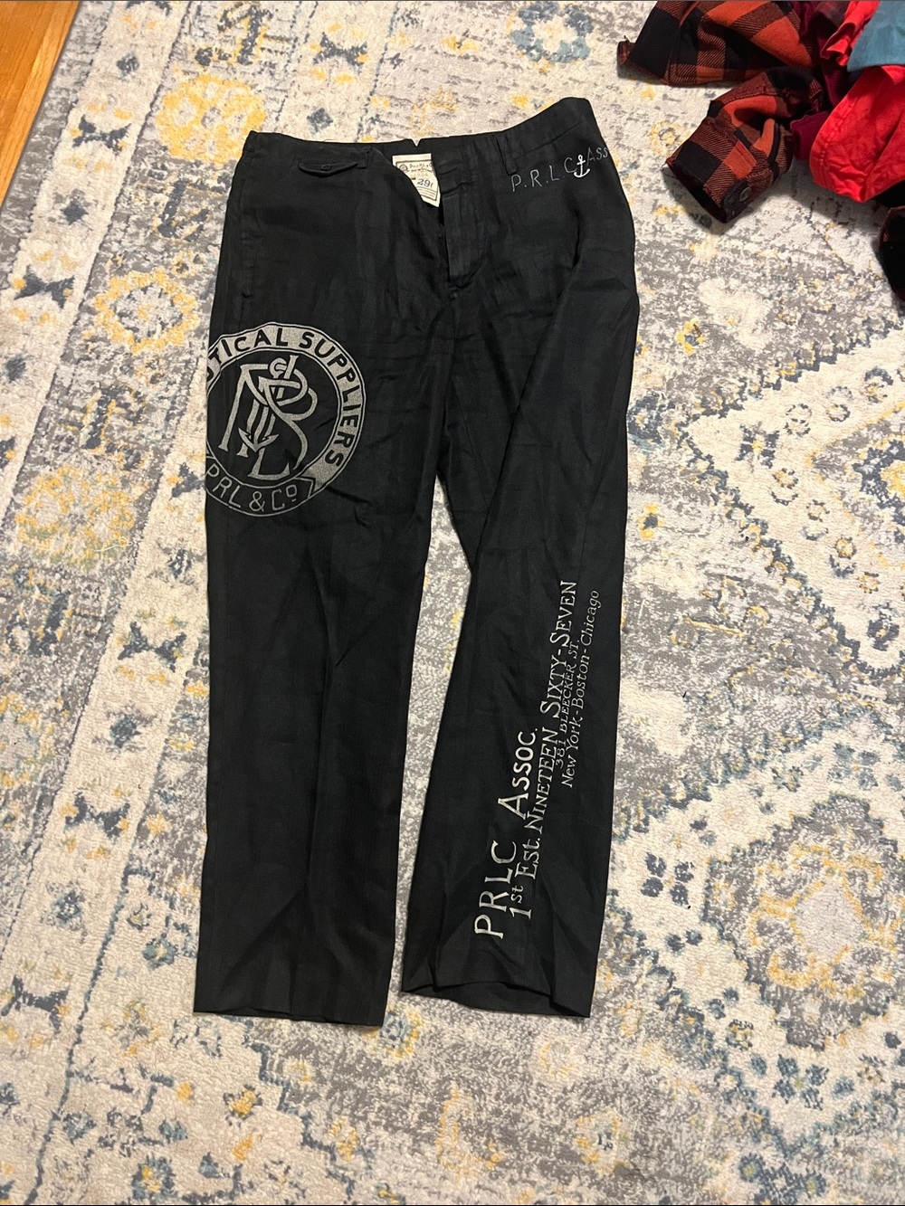 Ralph Lauren Black Graphic Logo Pants Nautical polo